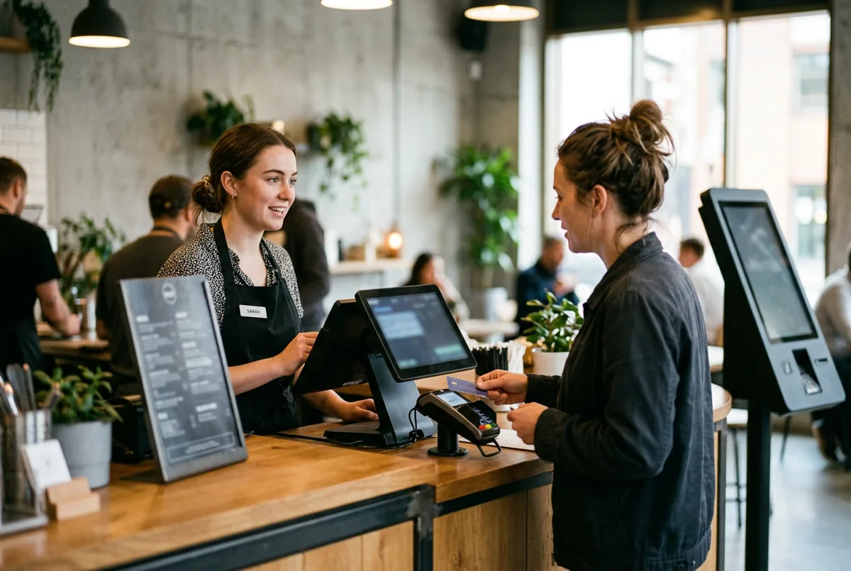 Logiciel de caisse fast food sur tablette dans un restaurant rapide